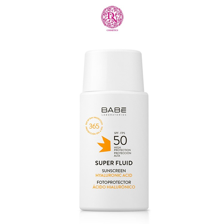 Kem chống nắng BaBe Super Fluid Sunscreen Hyaluronic Acid SPF50 chữ cam