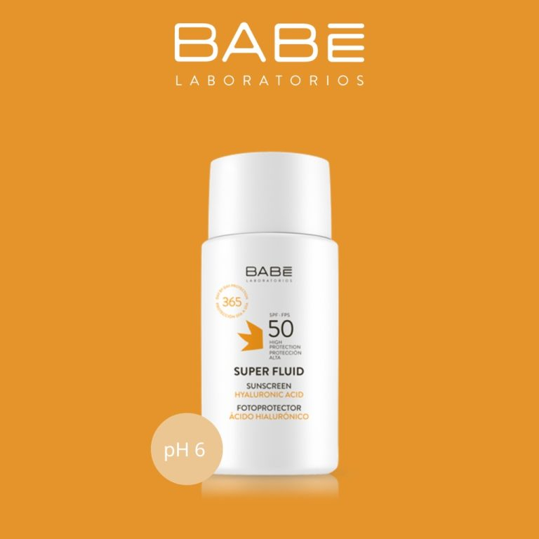 Kem chống nắng BaBe Super Fluid Sunscreen Hyaluronic Acid SPF50 chữ cam