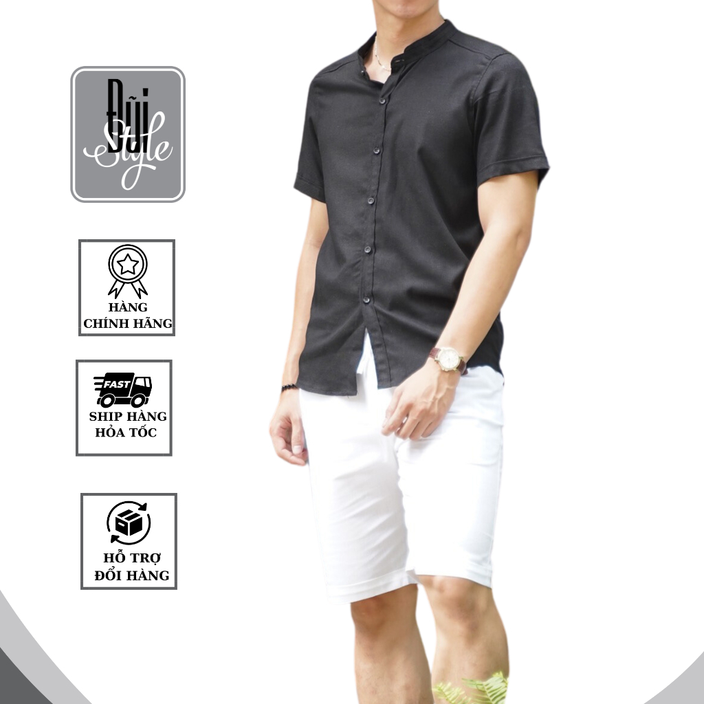 A18 - ÁO VẢI ĐŨI SƠ MI CỔ TÀU TAY NGẮN