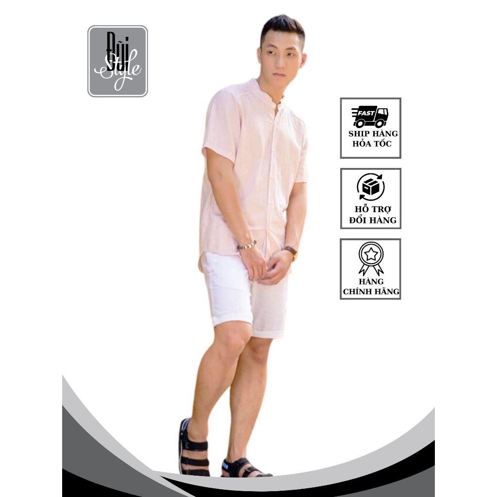 A18 - ÁO VẢI ĐŨI SƠ MI CỔ TÀU TAY NGẮN