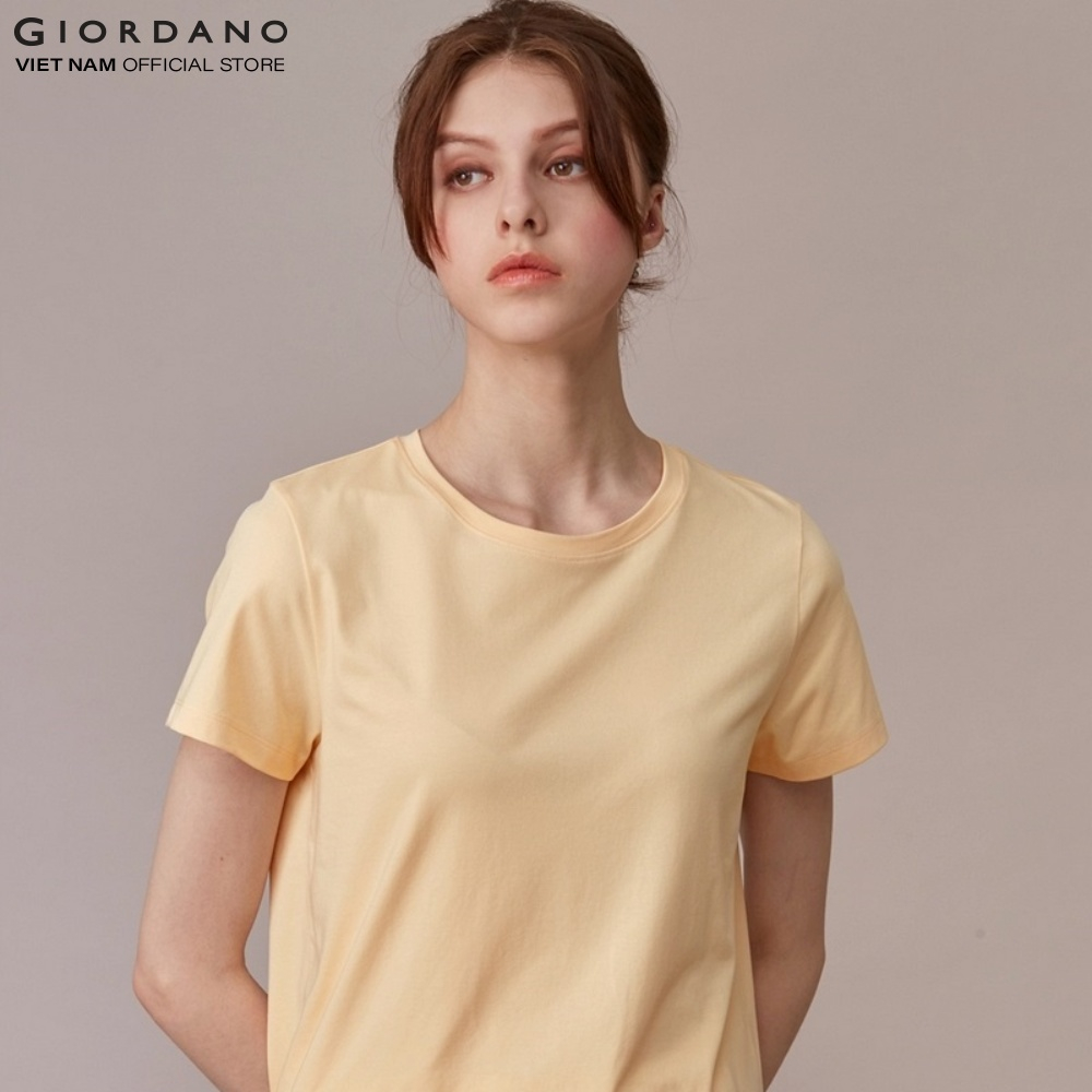 Áo Thun Nữ Trơn Cổ Tròn Sorona Tee Giordano 05322225