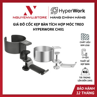 Giá đỡ cốc kẹp bàn hyperwork ch01 xám đen / bạc - hàng chính hãng