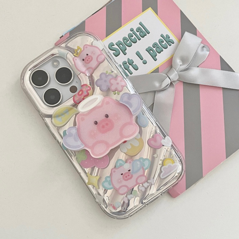 ỐP IPHONE FULL VIỀN HOẠ TIẾT HEO BAY