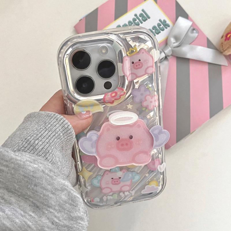 ỐP IPHONE FULL VIỀN HOẠ TIẾT HEO BAY