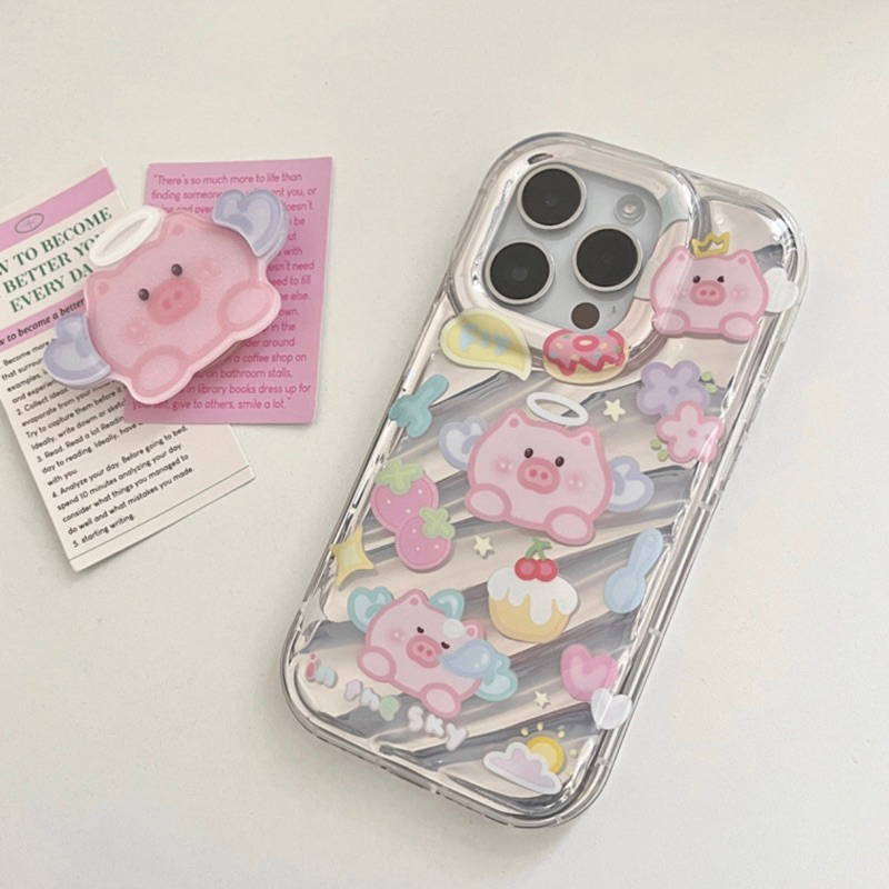 ỐP IPHONE FULL VIỀN HOẠ TIẾT HEO BAY