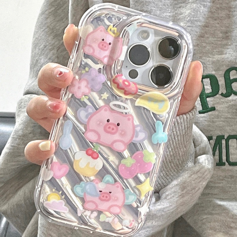 ỐP IPHONE FULL VIỀN HOẠ TIẾT HEO BAY