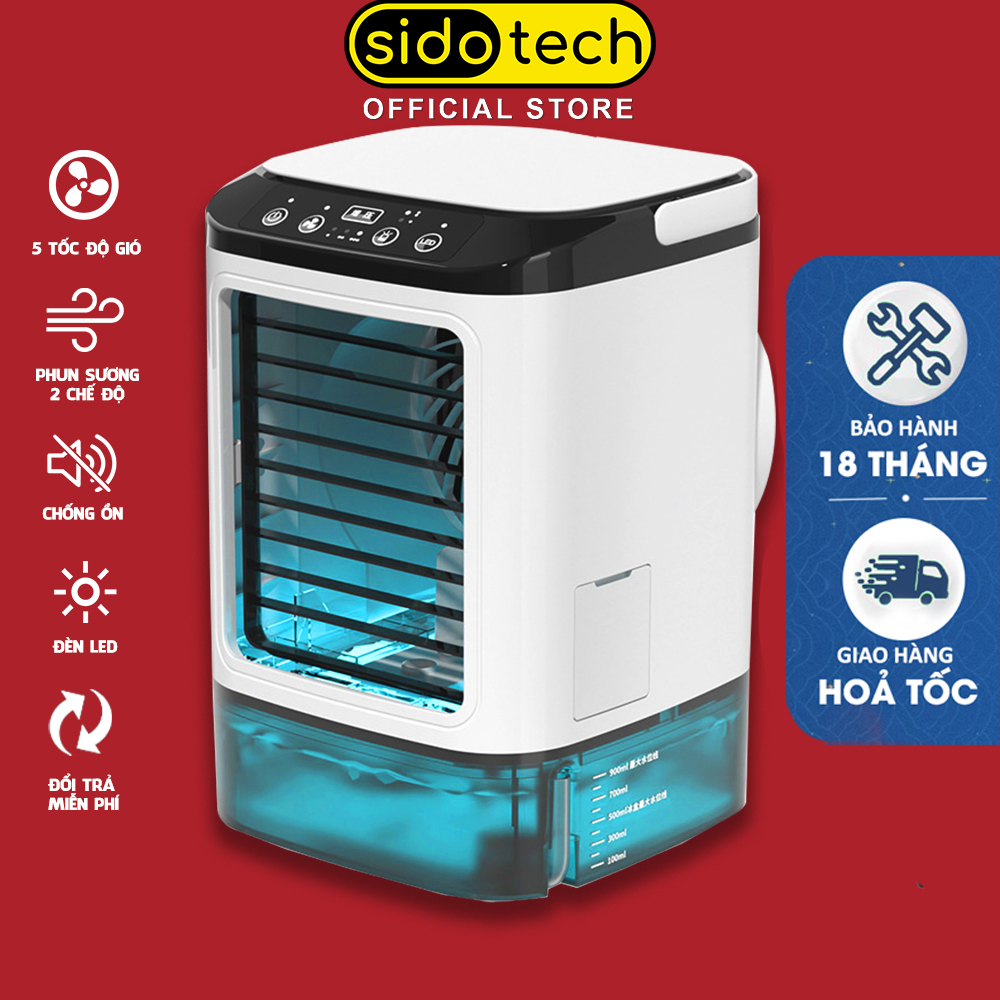 Quạt điều hoà phun sương mini SIDOTECH SD01 quạt máy lạnh hơi nước để bàn làm mát nhanh 3 chế độ gió phun sương khử ion