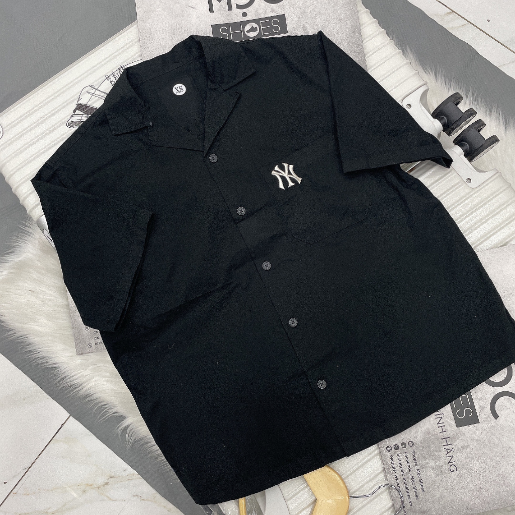 Áo Sơ Mi Mlb - Tay Ngắn - * Đám Mây * - Đen