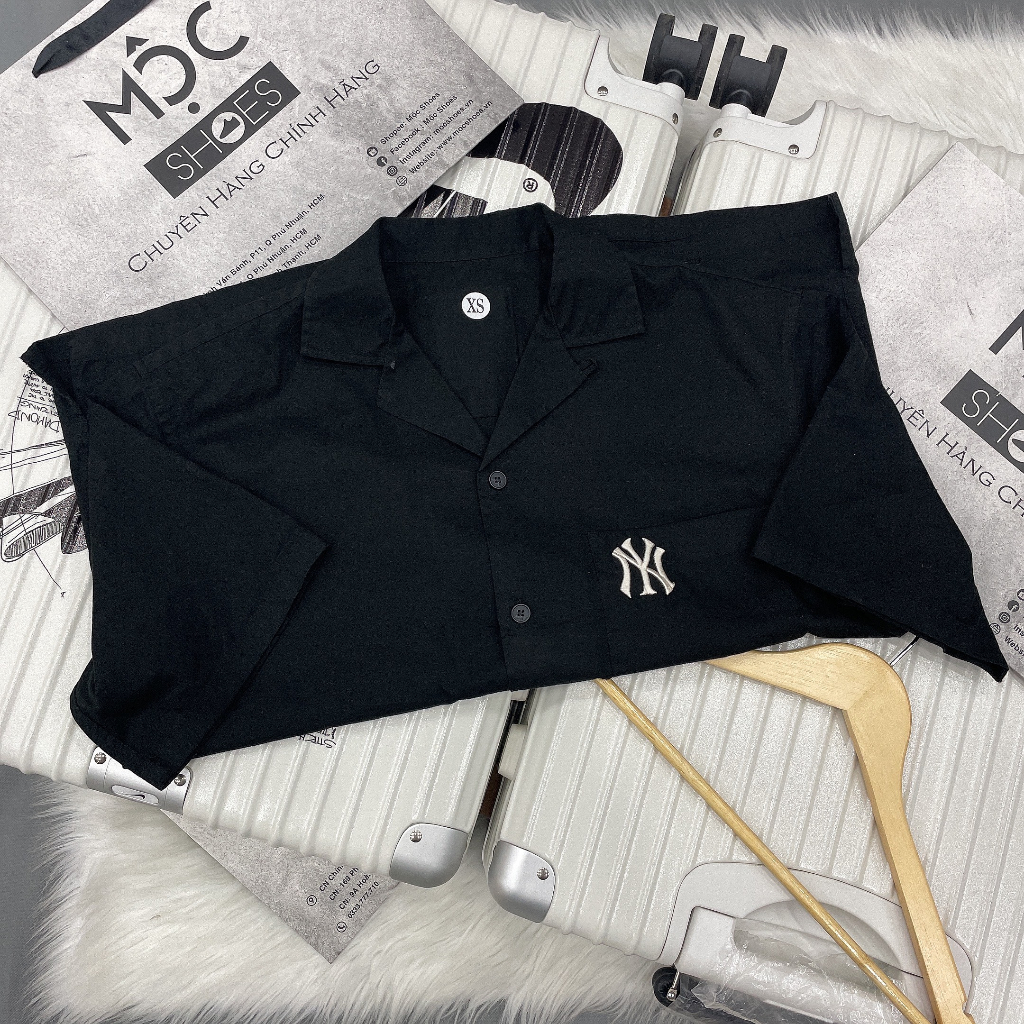 Áo Sơ Mi Mlb - Tay Ngắn - * Đám Mây * - Đen