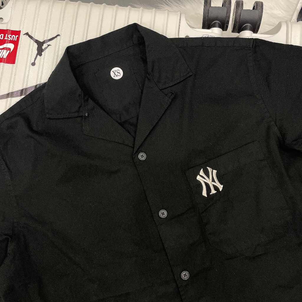 Áo Sơ Mi Mlb - Tay Ngắn - * Đám Mây * - Đen