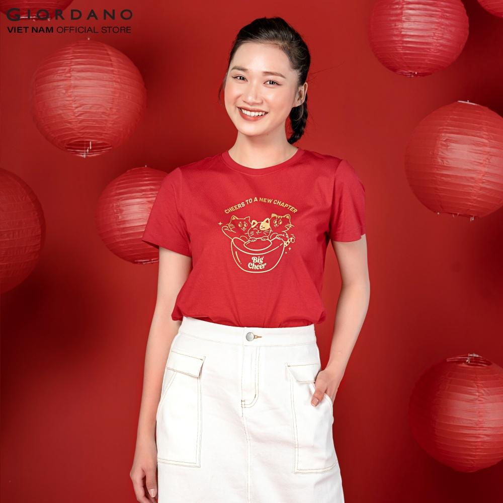 Áo Thun Nữ Ngắn Tay In Hình Quý Mão Giordano 05393210