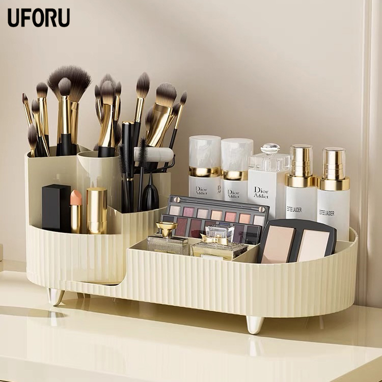 Kệ đựng mĩ phẩm Uforu đựng son đồ trang điểm phụ kiện để bàn có ngăn kéo tiện dụng, khay giá nhựa đa năng UFP180
