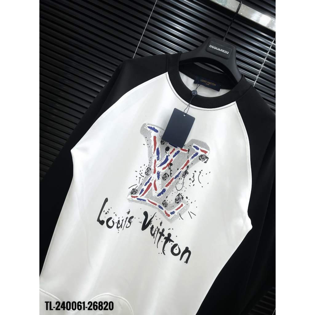 🔥Hot🔥Bộ nỉ LV phối 2 màu in chữ thiết kế hot trend Nam nữ Thu Đông 2023