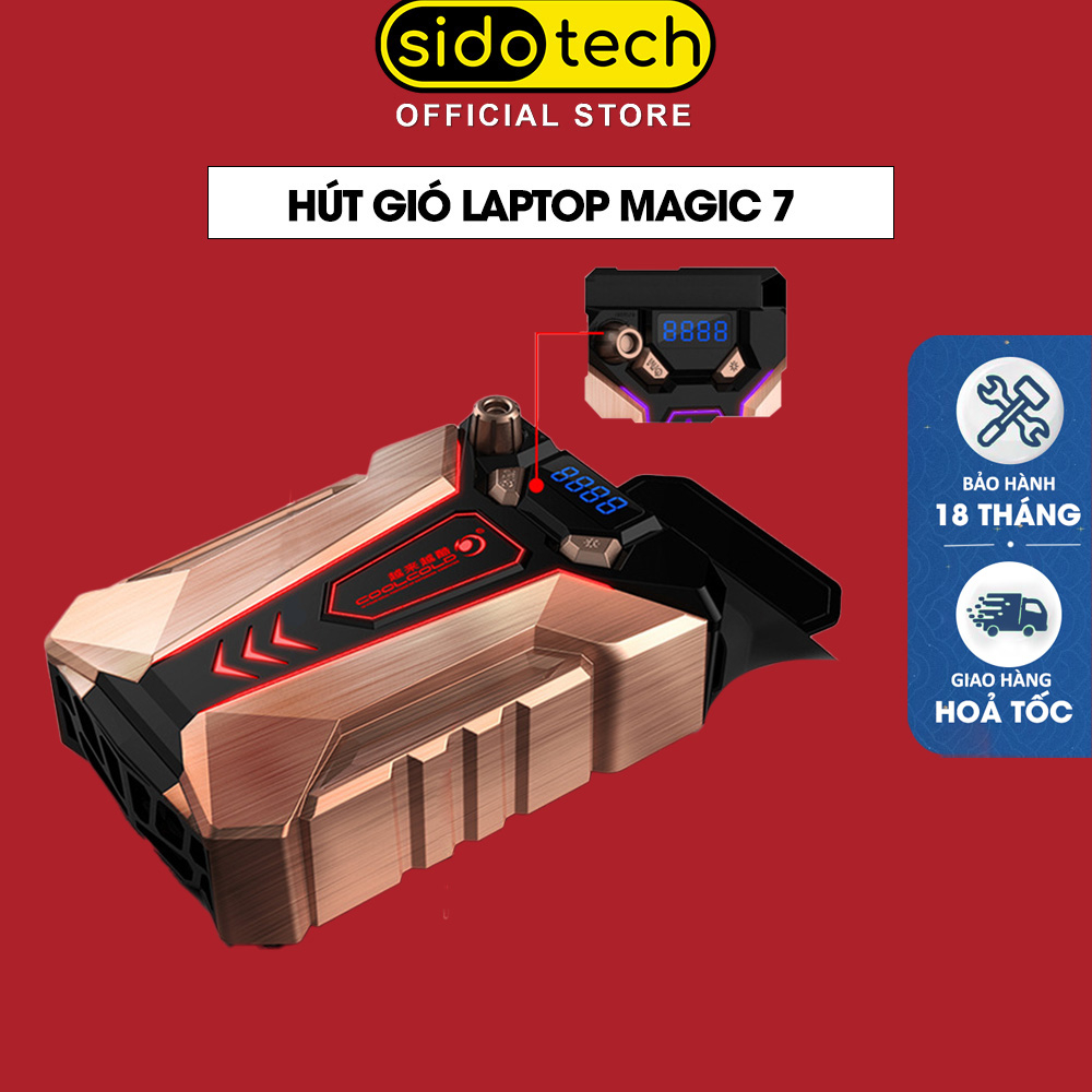 Hút gió tản nhiệt laptop SIDOTECH MAGIC 7 mini hợp kim nhôm cao cấp chống ồn trang bị màn hình LCD cùng đèn LED gaming