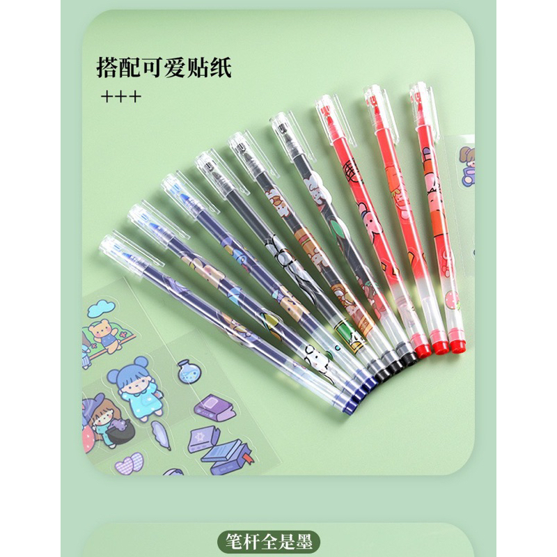 Bút viết dạng nước 3 màu Đen - Xanh - Đỏ ngòi 0,5mm đều mực, một bút bằng 3 ngòi bình thường