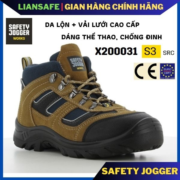 Giày bảo hộ lao động nam cổ cao Safety Jogger X2000 S3 mũi thép chống đinh công trình da bò dáng thể thao thời trang