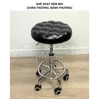 [HCM], [Giá Sỉ] Ghế Xoay Spa Nâng Hạ Chân Tròn - Nệm Múi Êm - Bánh Xe Tùy Chọn