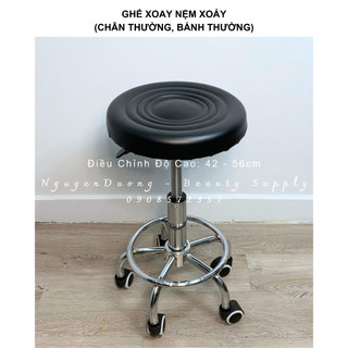 , ghế xoay spa nâng hạ chân tròn - nệm thường/nệm múi