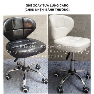 [Hàng Cao Cấp] Ghế Xoay Tựa Lưng Caro Dùng Trong Spa, Thẩm Mỹ Viện, Phun Xăm Thẩm Mỹ