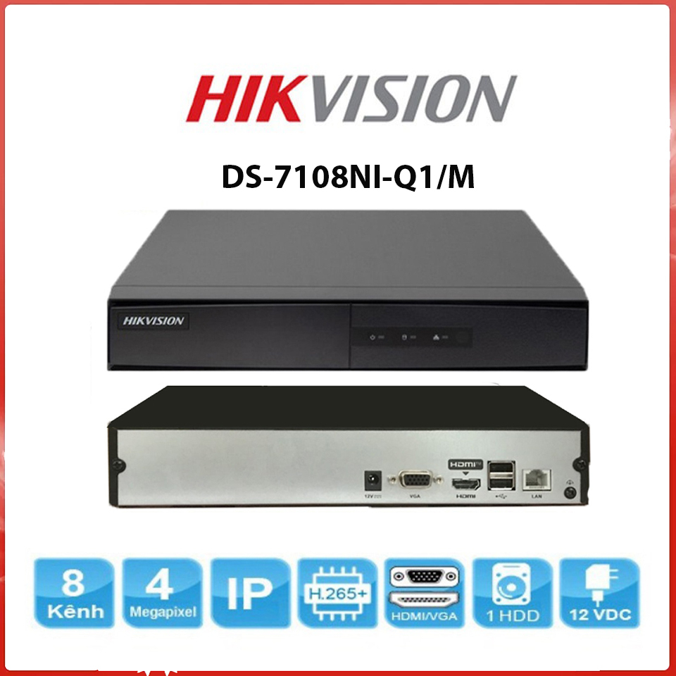 Đầu ghi camera ip Hikvision | Hiviz 4,8,16 Kênh, Upto Max Camera 8mp - Bảo hành chính hãng