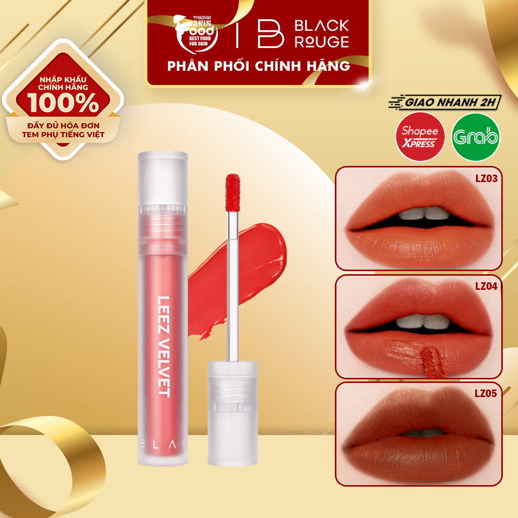 Son Kem Lì Mịn Mượt Nhẹ Môi Black Rouge Leez Velvet Tint 4ml.