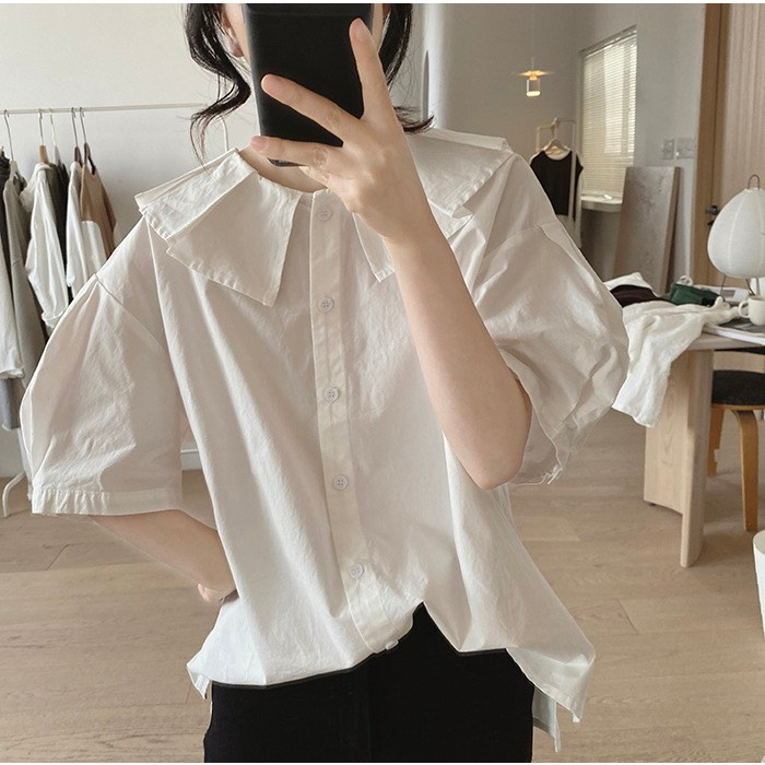 Áo kiểu thiết kế sang chảnh LAMO áo sơ mi cổ xếp ly trẻ trung cá tính B1094