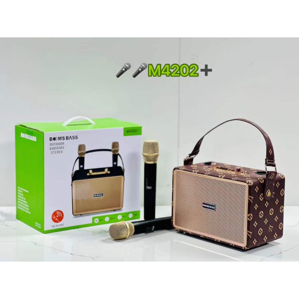 Loa bluetooth karaoke M4202 kèm 2 micro không dây xách tay công xuất 20W, âm thanh trầm ấm, bass căng- TECHHIGH OFFICALL | BigBuy360 - bigbuy360.vn