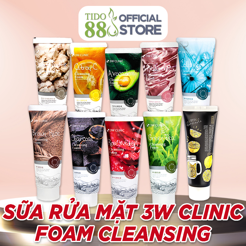 Sữa rửa mặt 3W CLINIC Foam Cleansing chiết xuất thành phần tự nhiên 100ML, Hàn Quốc NPP Tido88