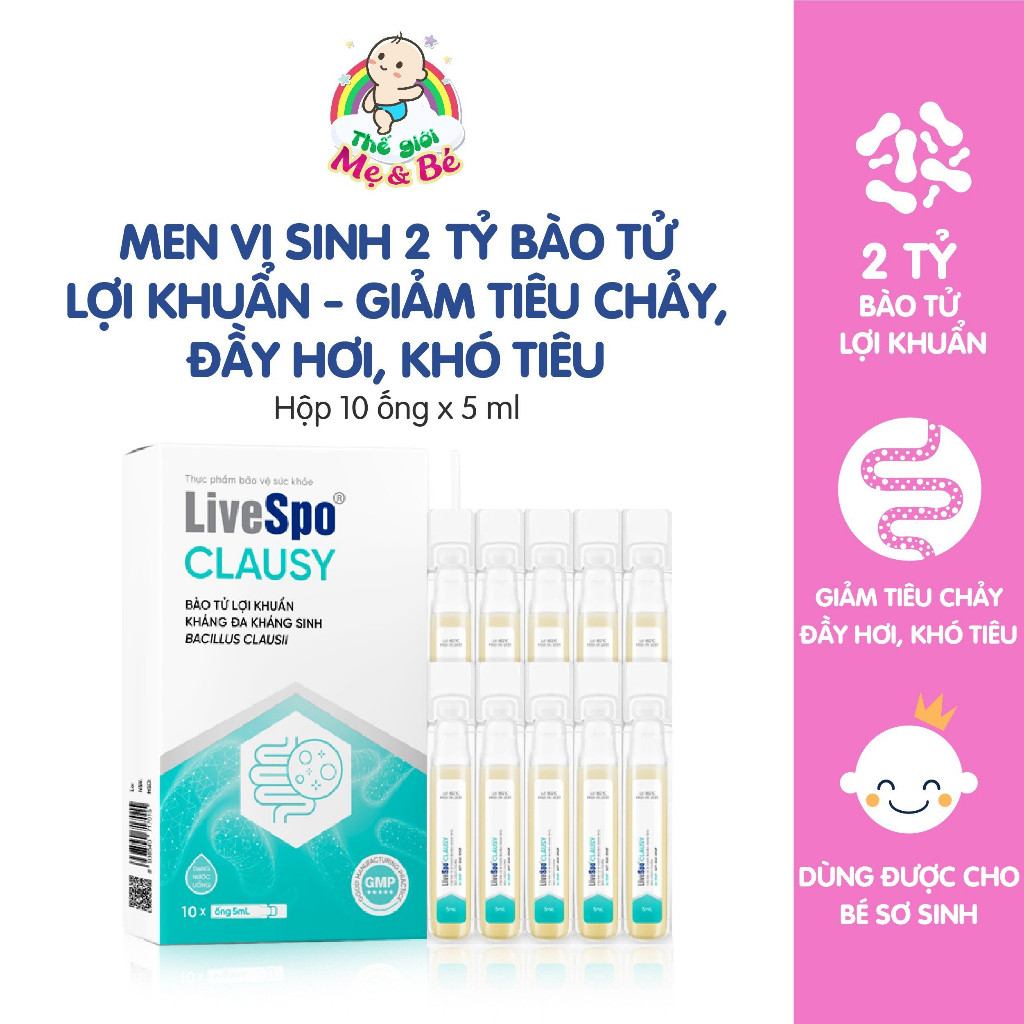 [GIFT] Men vi sinh LiveSpo CLAUSY (H/10 ống) - Hỗ trợ tiêu hoá, đau bụng, đầy hơi, khó tiêu
