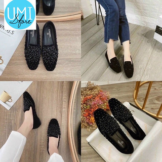 Giày lười slipon nhung đính đá Da Mềm Êm Fullbox Bill Túi Cao Cấp