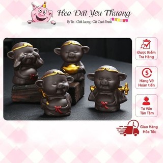 Tượng Bát Giới Gốm Tử Sa (hàng sẵn)  thủ công trang trí mỹ nghệ để bàn,phụ kiện xe hơi, trang trí bể cá...
