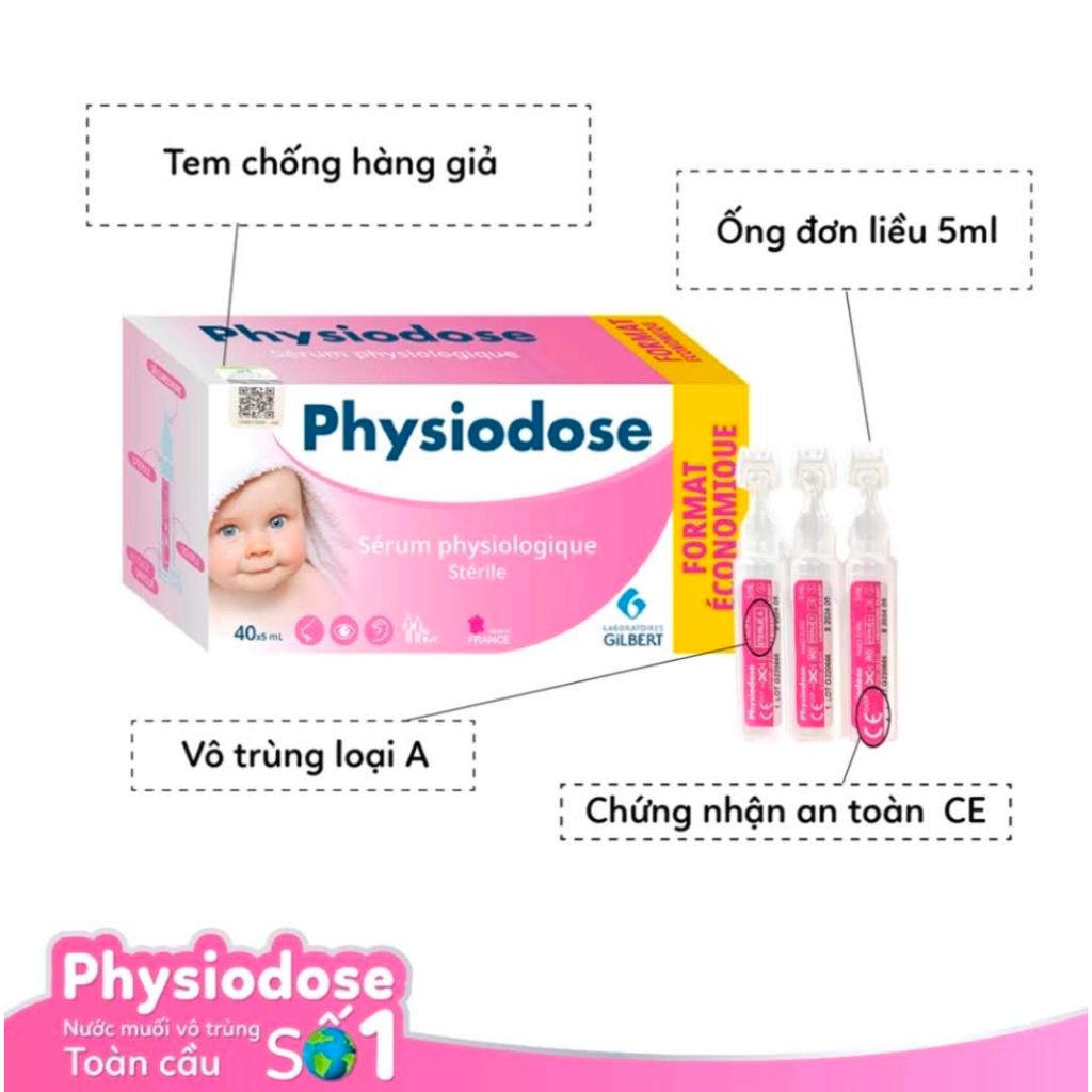 Nước Muối Sinh Lý Physiodose Hồng Vệ Sinh Tai Mũi Mắt Cho Bé