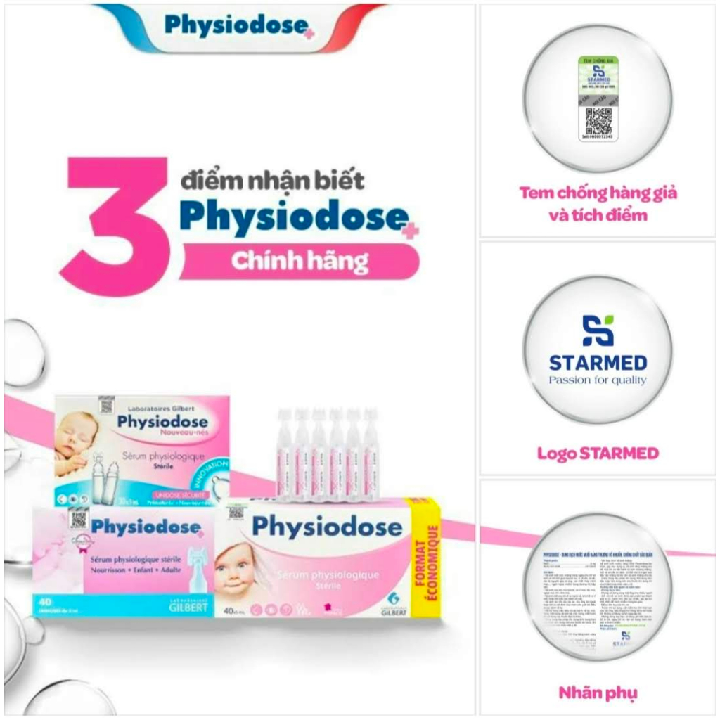 Nước Muối Sinh Lý Physiodose Hồng Vệ Sinh Tai Mũi Mắt Cho Bé