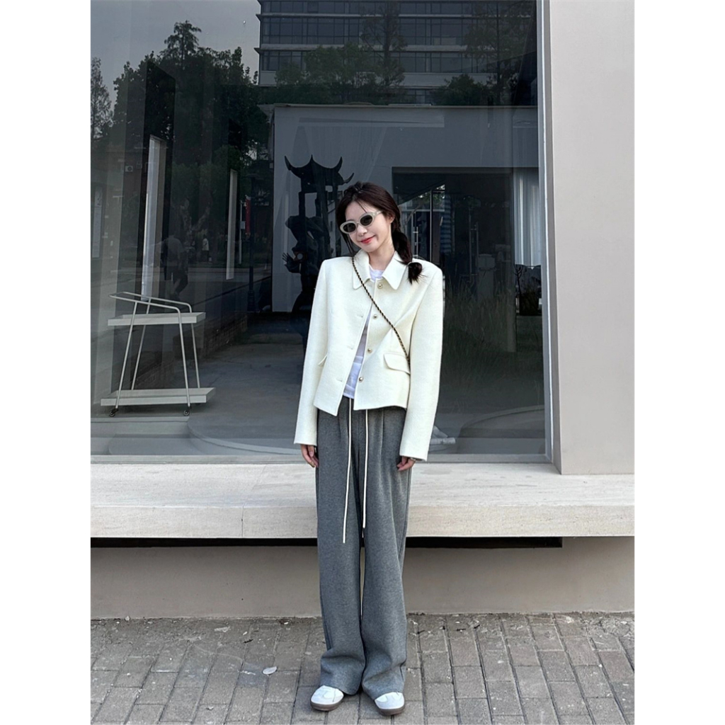 Áo khoác dạ dài tay tiểu thư phong cách ngọt ngào,chất dạ tweed hàng dày dặn