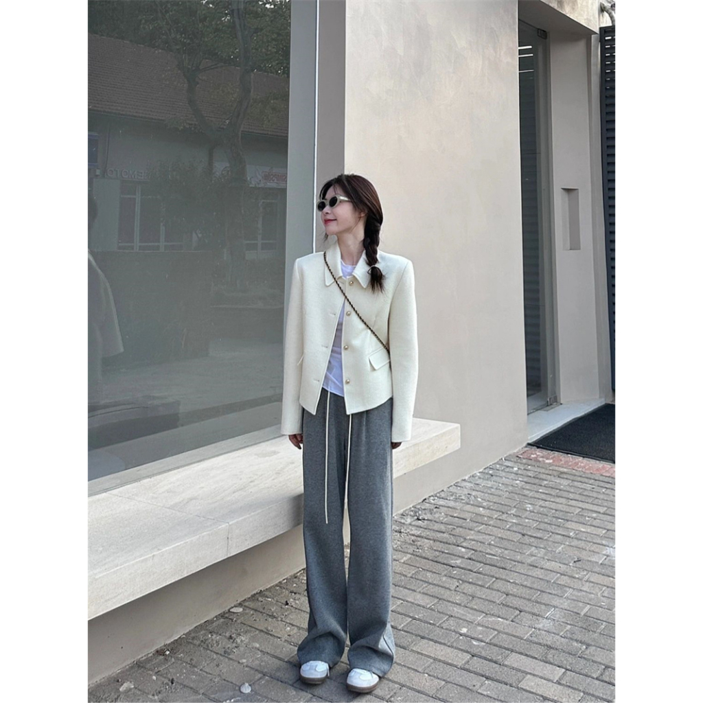 Áo khoác dạ dài tay tiểu thư phong cách ngọt ngào,chất dạ tweed hàng dày dặn