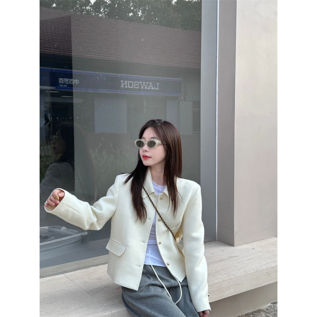 Áo khoác dạ dài tay tiểu thư phong cách ngọt ngào,chất dạ tweed hàng dày dặn