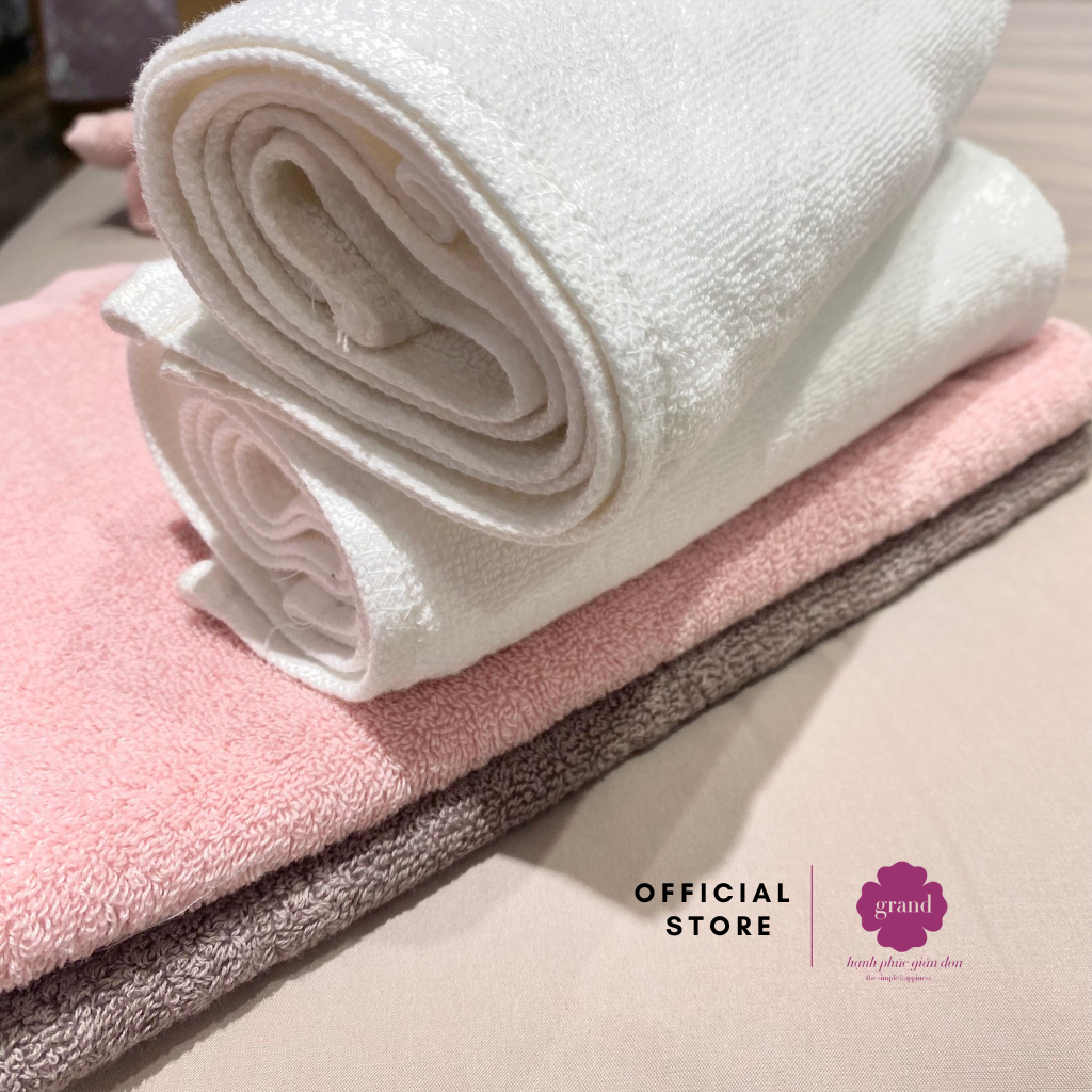 Khăn Tắm, khăn mặt 3 màu 100% Cotton by Grand, mềm mịn , thấm hút ,không phai màu