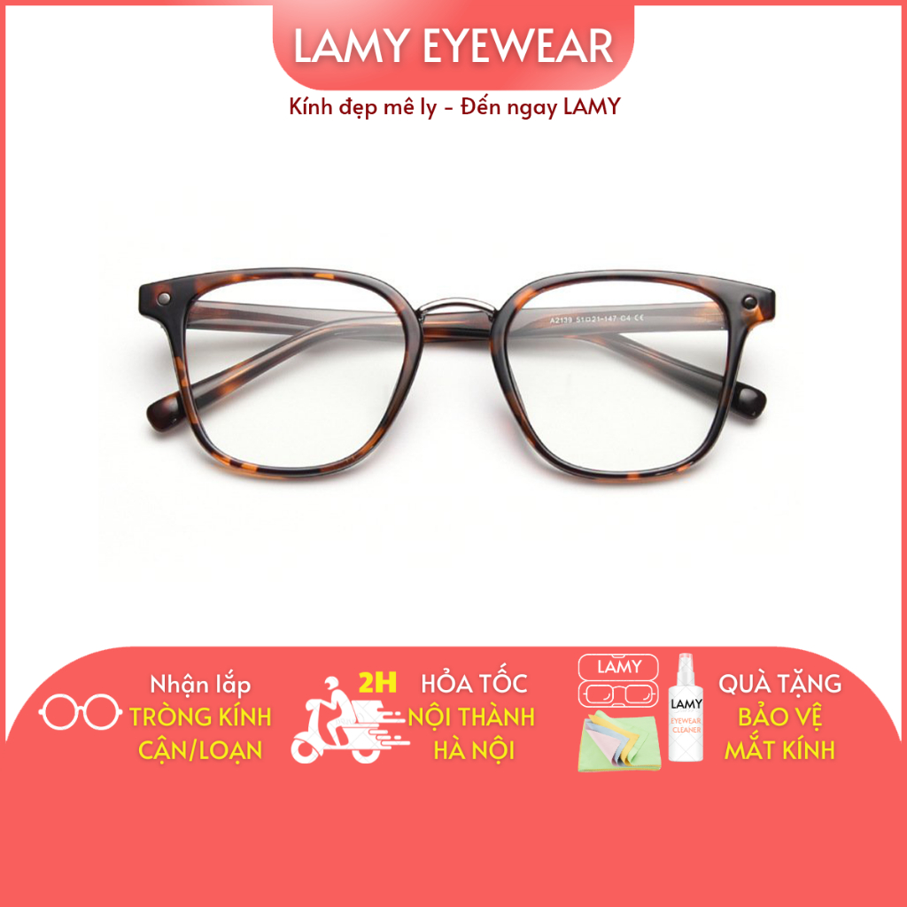 Gọng kính cận dáng vuông bo góc cao cấp nam nữ 2139 LAMY Eyewear