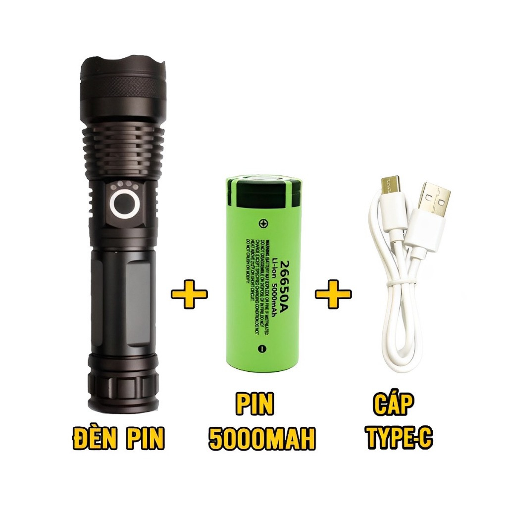 Đèn Pin Mini Siêu Sáng Shikio Cầm Tay Tích Điện Chống Nước 5 Chế Độ Sang Vỏ Kim Loại Thích Hợp Đi Dã Ngoại