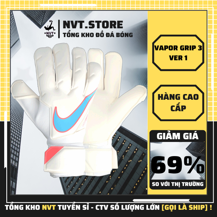 Găng tay thủ môn Vapor Grip 3 loại 1 không xương cao cấp siêu dính, bao tay thủ môn Ver 1 trẻ em giá rẻ - NVT.store.vn