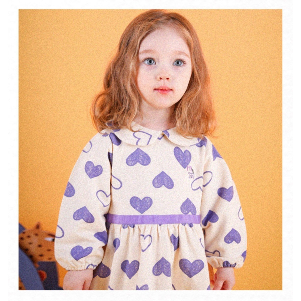 Váy nỉ da cá cổ sen tim tím bé gái Moli. HA3916