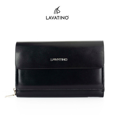 Clutch cầm tay nam da box calf  LEGANT màu đen chính hãng Lavatino gập đôi sang trọng - CLB27