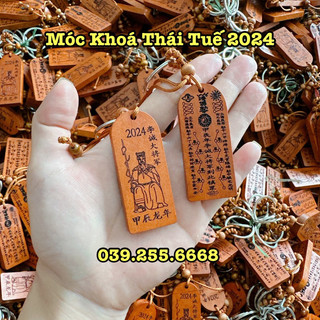 Móc khoá thái tuế 2024 bằng gỗ
