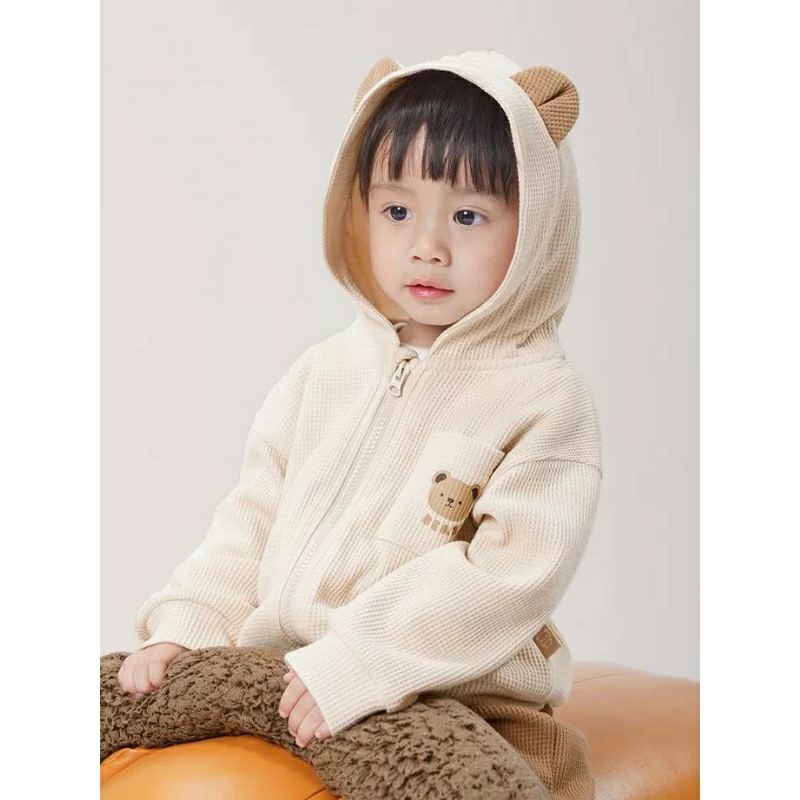 Hot trend 2023 | Áo khoác Gấu Bear 2 màu chất tổ ong mềm mịn thoáng mát cho bé 8-18kg