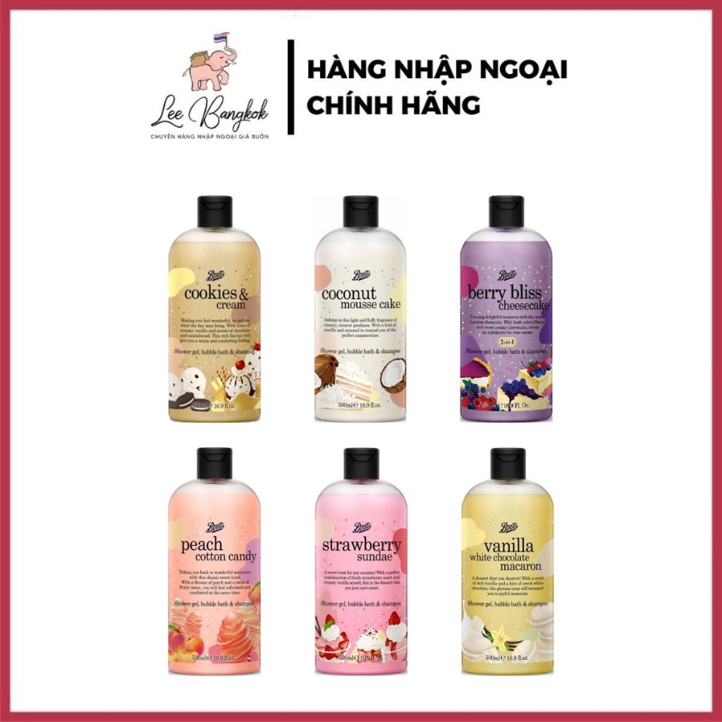 Sữa Tắm Gội Boots Shower Gel Bubble Bath And Shampoo Thái Lan 500ml