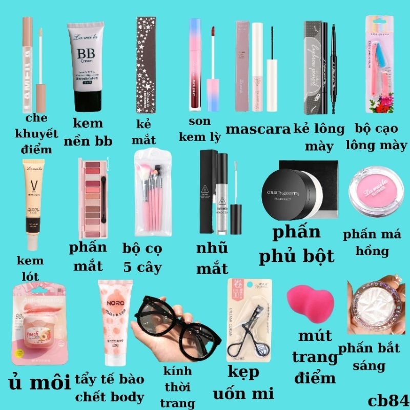 Combo 19 sản phẩm trang điểm đầy đủ