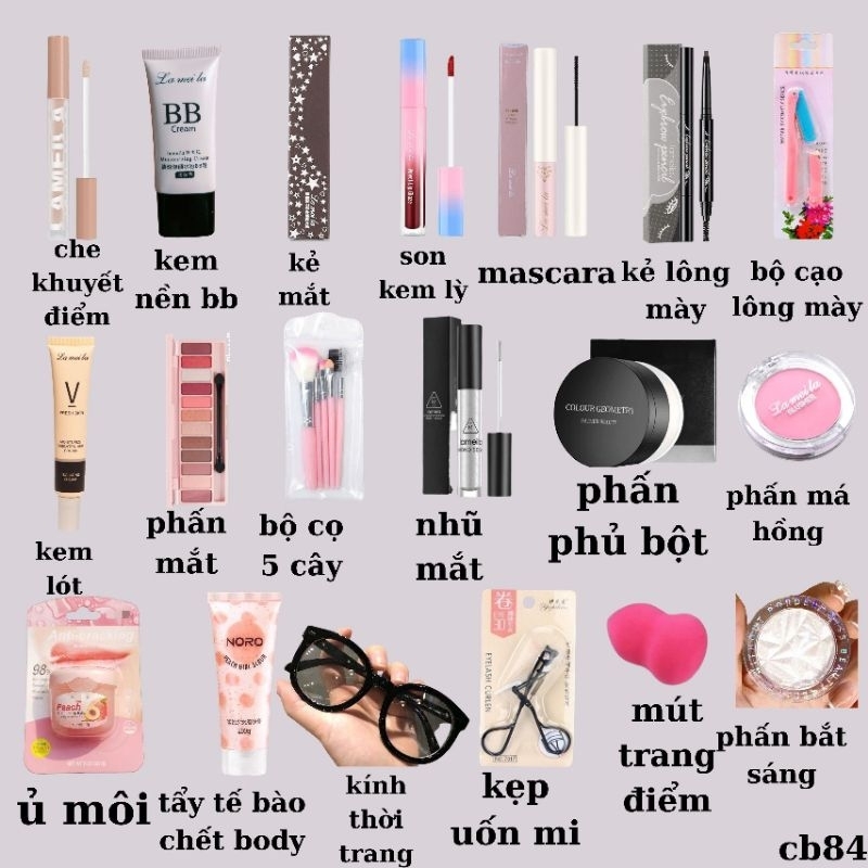 Combo 19 sản phẩm trang điểm đầy đủ