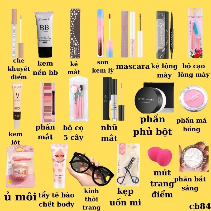 Combo 19 sản phẩm trang điểm đầy đủ