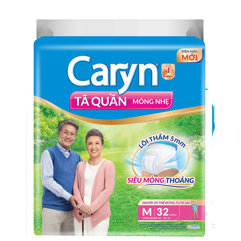 Tã quần Caryn mỏng nhẹ siêu đại (M32, L28, XL24)