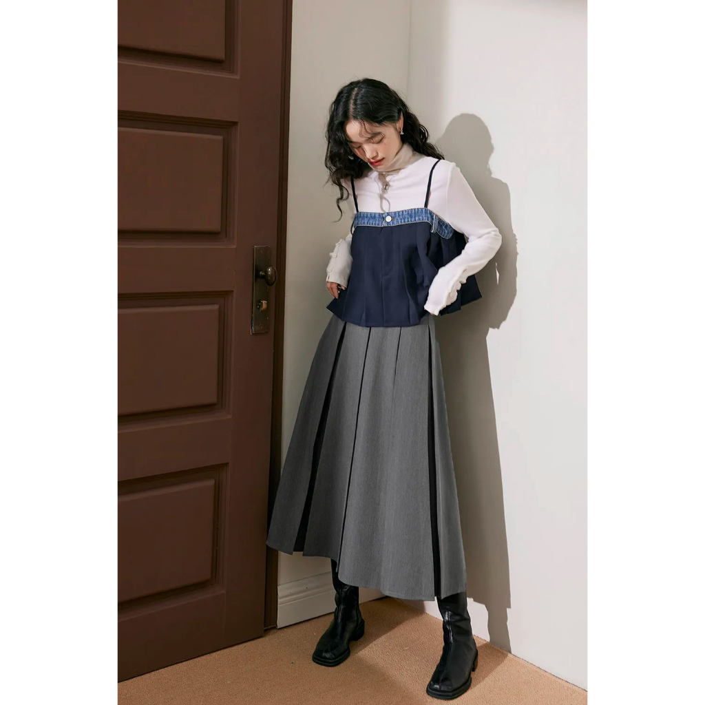 Chân váy xếp ly dáng dài hàng xuất Kuose